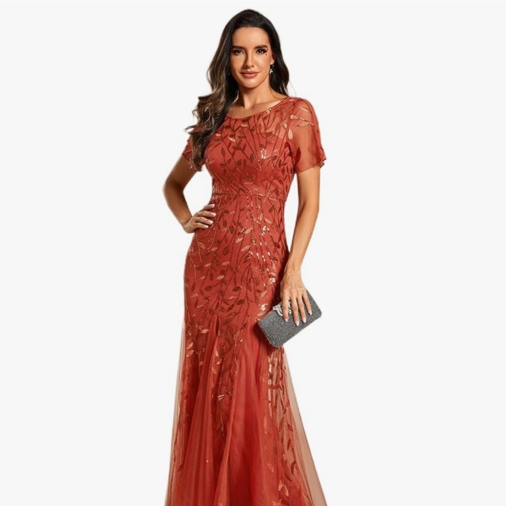 Elegant Rust Evening Gown